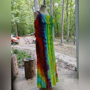 Art Class Vibrant Tie-Dye Maxi Dress. Sz.XL (14/16) Built In Slip, Top‎ & Bottom